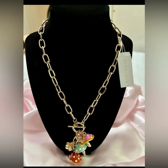BELLA JACK SET Front Toggle Multi Multicolor Mushroom Necklace & Earrings NWT - Picture 4 of 7